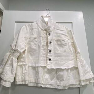 White cropped cotton jacket